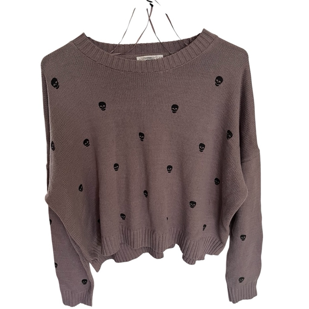Sincerely Jules Taupe Skull Pattern Sweater